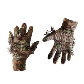 QuikCamo Touch Screen Compatible Lightweight 3D Leafy Camo Hunting Gloves for Men (Sml/Med, Realtree Xtra Green)