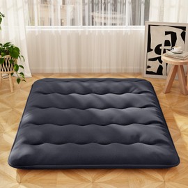 Giantex Japanese Floor Mattress, 4 Inch Futon Mattress with Washable Cover & Storage Bag, Foldable Roll up Mattress Tatami Mat, Portable Sleeping Pad for Camping, Dormitory, Black, Queen