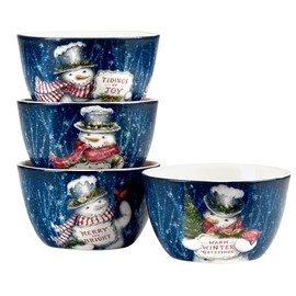 Certified International Snowman Greetings 5.25" Ice Cream/Dessert Bowls, Set of 4.,