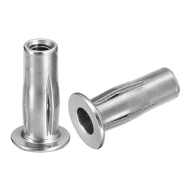 uxcell M5 Multi-Grip Rivet Nuts, 5pcs Pre-Bulbed Shank Flat Head Threaded Insert Nut 304 Stainless Steel Plus Nuts for Construction Industrial
