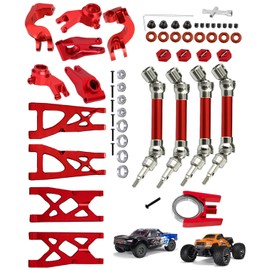 RCMYou Upgrades Part for 1/10 ARRMA Vorteks/Granite/Senton 4x4 3S Blx & Mega 550,Front Rear Drive Shaft,Arms,Steering Blocks Caster Blocks C-Hubs Stub Axle Carriers,Driveshaft Support,Red