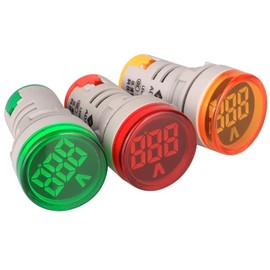 Gebildet 22 mm AC Voltage Display Digital LED Display Voltmeter AC 60V-500V Voltage Meter Monitor 110V 220V 380V Voltage Detector Green Red Yellow Signal Indicator Lamp
