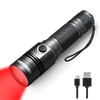 COSMOING High Power Red LED Flashlight Rechargeable, 300 Yards Red