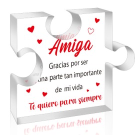 Yopyame Spanish Friends Birthday Gifts - Regalos para Amiga Acrylic Puzzle Plaque Best Friendship Acrylic Desk Sign Te quiero para siempre Keepsake Paperweight in Spanish for Best Friend Birthday Gift