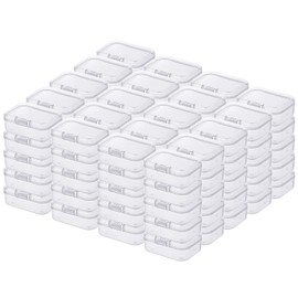 LJY 100 Pieces Rectangular Empty Mini Clear Plastic Organizer Storage Box Containers with Hinged Lids (55 x 40 x 20 mm, Transparent)