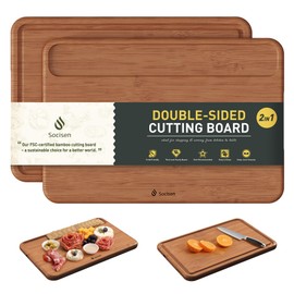 Extra Large Bamboo Cutting Board Set Over Sink Nice Solid Thick Wood Juice Groove Chopping Board Big Best Hardwood Counter Organic Vegetable Kitchen Gadgets Apartment Essentials(17.5" x 12" x 0.8")