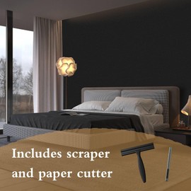 Abyssaly Black Wallpaper Peel and Stick Contact Paper for Cabinets and Drawers Removable Self Adhesive Modern Black Wall Covering for Bedroom with Scraper, Paper Cutter 17.7" X 236.2"