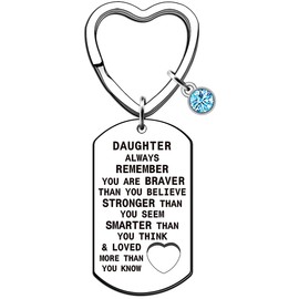 JMIMO Daughter Gifts,Inspirational Jewellery Keyring from Mum Dad Stainless Steel birthday gifts for Women Girls (Daughter - B)
