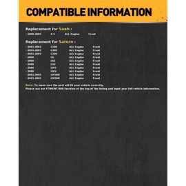 KAC - Premium Ceramic Front Brake Pads for Saturn 2001-2003 L200, Saab 2000-2005 9-5, Saturn 2001-2005 L300, Saturn 2000 LS1, Saturn 2001-2002 L100, Saturn 2001-2003 LW200, Saturn 2001-2003 LW300