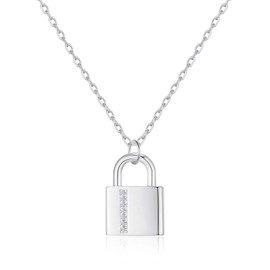 Philip Jones Silver Plated Padlock Necklace Created with Zircondia® Crystals
