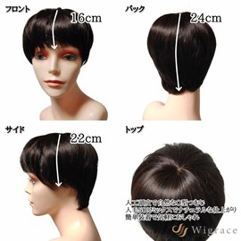 Wigrace Domestic Brand Mixed Human Hair Full Wig Short Medical Men Women Half (Dark Brown)