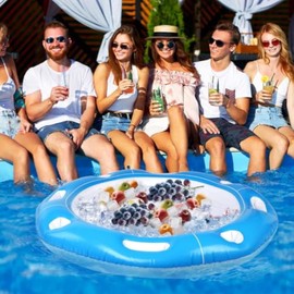 Floating Pool Game Table,Swim Pool Inflatable Card Game Table - Playing Cards and Drink Holder Attached Entertainment Accessories for Hot Days Water Park Hot Tub