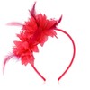 MWOOT Feather Headband, Artificial Flower Feathered Headpiece, Rose Red Roaring