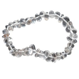 Rock Crystal Chip Bracelet, Real Natural Stone Crystal Tumbled Stone Bracelet for Men and Women, Gemstone and Healing Stone Stretch Bracelet