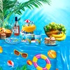 Summer Pool Party Decorations Tableware Set for 24 Guests, Pool