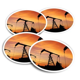 Vinyl Stickers (Set of 2) 10cm - Mining Equipment Sunset Fun Decals for Laptops,Tablets,Luggage,Scrap Booking,Fridges #24524