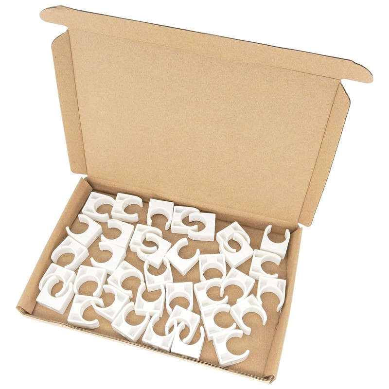 36-Pack Plastic Pipe Clamps – White Single Pipe Clips (20mm)