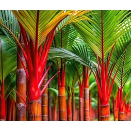 10 Red Sealing Wax Lipstick Palm Tree Seeds (Cyrtostachys Renda) House Plant