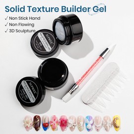 SUPWEE Solid Builder Gel for Nails Set, 3D Gel Nail Art, Clear Pearl White, Solid 3D Sculpture Gel Patterns, Embossing, Hard Solid Builder Gel for Nails, Manicure