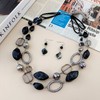 BOCAR 2 Strand Statement Choker Shell Necklace and Earring Set