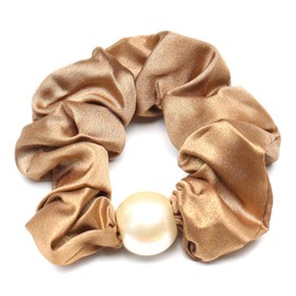 QinGoo Pearl Khaki Scrunchie Hair Rubber Hair Clip, Adult Hair Accessory, Cute, Stylish, Women's, Korea, 1 Piece (Khaki)