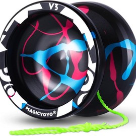 MAGICYOYO V3 Yoyo Professional Responsive Yoyo for Kids, Metal YoYo for Beginner, Unresponsive Yo yo for Adults + 12 Yoyo Strings + Yoyo Bearing and Removal Tool + Axle + Yo-yo Case - Color: Black Blue Pink