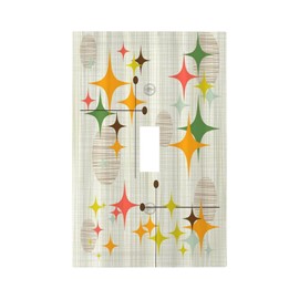 Xuejiaku Decorative Switch Plate Covers Mid Century Modern Retro Stars 1 Gang Wall Plate Single Toggle Light Switch Cover Plate Jumbo Electrical Switchplate Receptacle Faceplate for Bedroom Decor