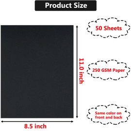 50 Sheets Black Cardstock Paper 8.5 x 11 inches, 250 GSM/92 lb Thick Card Stock Paper Black Construction Paper for DIY Cards, Cardstock Printer Paper Scrapbook Paper Cardboard Paper for Crafts