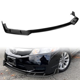 Q1-TECH, Front Bumper Lip fit for Compatible with 2009-2011 Honda Civic 4DR / Sedan, Front Bumper Lip Spoiler Air Chin Body Kit Splitter, GT-Style (Glossy Black)