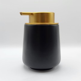 Elegant Ceramic Liquid Soap Dispenser with Plastic Pumper - Refillable Soap Dispenser for Bathroom and Kitchen - 400ml - Black