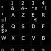 REPLACEMENT FRENCH AZERTY KEYBOARD STICKERS BLACK BACKGROUND