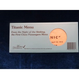 Reproduction Titanic First Class Menu the Night of Sinking New!