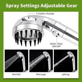 Hygie Rinse Handheld Dog Shower Attachment with Massage Head for Fast and Easy Dog Bathing and Cleaning, Included Garden Adapter for Indoor and Outdoor Dual Use, Handheld Sprayer with Hose, Chrome