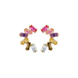 2025 New 86 York Brand Simple and Fashion Brass C-shape Bead Hoop Earrings Light Luxury Zircon Earring for WomenColor: EUNICEG