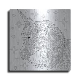 Luxe Metal Art 'Coloring Book Unicorn' by Luxe Portfolio, Metal Wall Art, 24"x24"