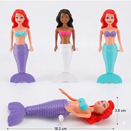 X4 Bambole Sirena a Carica Giocattolo da Bagno 4 Figure Natatrici 19cm Giocattolo Piscina Bambine Sirene Galleggianti Vasca Estate Giochi Acquatici