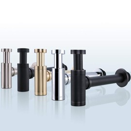 RANDOM Brass Contemporary Round Bottle P Trap 1 1/4,Basin Sink Waste Drain P Trap Kit (Oil Rubbed Bronze)