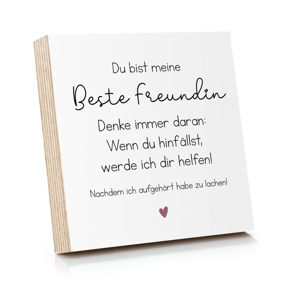 ARTFAVES® Wooden Picture with Saying "Du bist Meine Beste Freundin