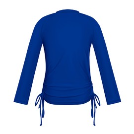 SHEKINI Girl's Zipper Sun Protective UPF50+ Long Sleeve Rash Guard Swimsuit (Blue, 10-12 Years)
