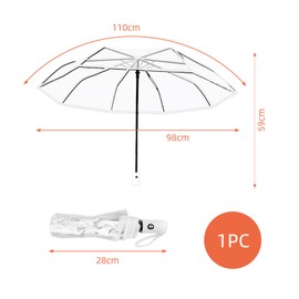 Defresit 1 Pc Clear Umbrellas for Wedding, 38.6'' Folding Transparent Umbrella, Compact Travel Umbrella, Portable Folding Umbrellas for Woman Men Bride Bridesmaid Party
