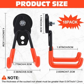 Landhoow 18 Pcs Large Magnetic Hooks Heavy Duty Garage Magnet Hooks Strong Storage Utility Magnetic Hangers with Anti Slip Rubber Coating for Indoor and Outdoor Hanging (Orange)