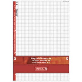 Brunnen 1066928 Ring Binder Loose Leaf Refill, Size A4, Squared with 2 Margins, 28 Lines per Page, 50 Sheets, 70 gsm