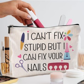 QGFM Nail Tech Gifts for Women Makeup Bag, Nail Tech Supplies, Gifts for Nail Technicians, Nail Lovers, Nail Tech Cosmetic Bag Toiletry Bag, Nail Artist Gifts, Manicurist Beautician Gifts