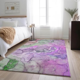 Addison Rugs Mayfield AMF500 Purple 2'6" x 3'10" Indoor Premium Machine Washable Rug, Silky Soft, Easy Clean, Non Shedding, Bedroom, Living Room, Dining Room, Kitchen, Patio Rug