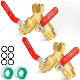 SIGURANTA Garden hose diverter, full-flow, heavy-duty brass 2-way high flow, outdoor faucet Y-valve closure diverter connector, garden hose high-flow diverter adapter. (2-Way Full Flow 2PCS)
