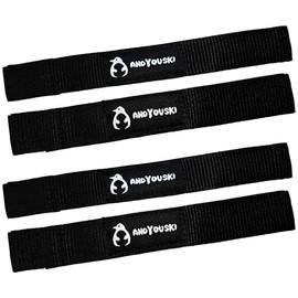 ANDYOUSKI 4/8 Pack Black Ski Brake Retainers, Ski Binding Brake Retainer Strap for Winter Hook and Loop for Ski Bindings to Wax or Tune (4)