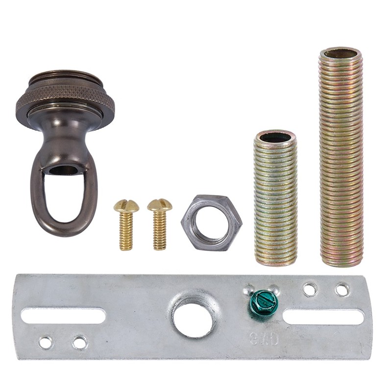 B&P Lamp Antique Bronze Finish Cast Brass Screw Collar Canopy