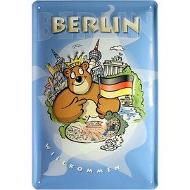 German Welcome to Berlin embossed metal 1896 Retro Metal Sign 20 x 30 cm