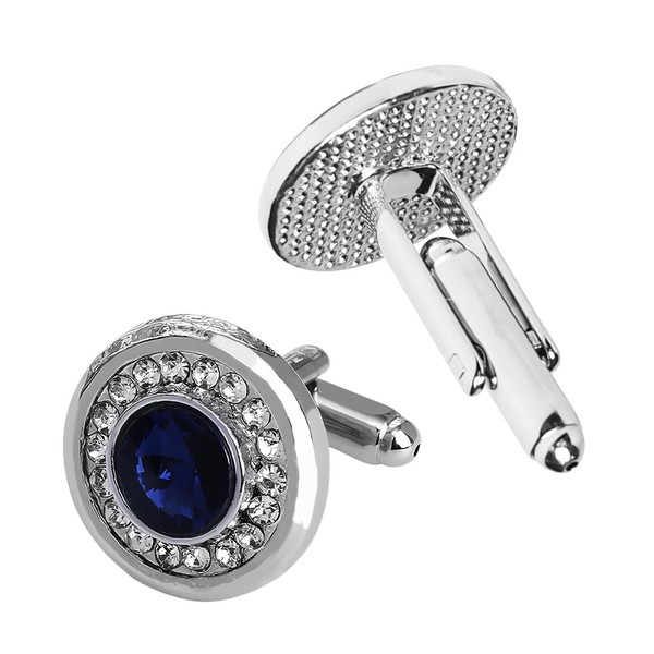 Blue Crystal Cufflink for men, 1 Pair Crystal Inlay Cuff