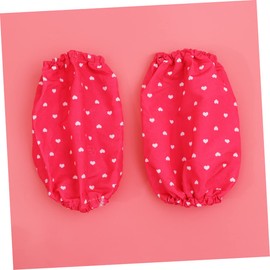 Kisangel 6 Pcs Chef Costume Red Heart Pattern Apron with Protective Sleeves for Cooking Arts Crafts Easy to Clean and Reusable for Activities